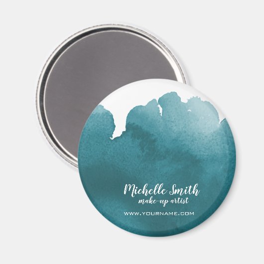 Abstracte waterverf blauwgroen kleur splash pensee magneet (Voorkant / Achterkant)