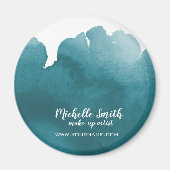 Abstracte waterverf blauwgroen kleur splash pensee magneet (Voorkant)