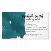 Abstracte waterverf blauwgroen kleur splash pensee magnetisch visitekaartje (Voorkant)
