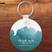 Abstracte waterverf blauwgroen kleur splash pensee sleutelhanger (Voorkant)