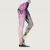 *~* Abstracte Waterverf Blauwgroen Roze Blauwe Bub Leggings (Rechts)