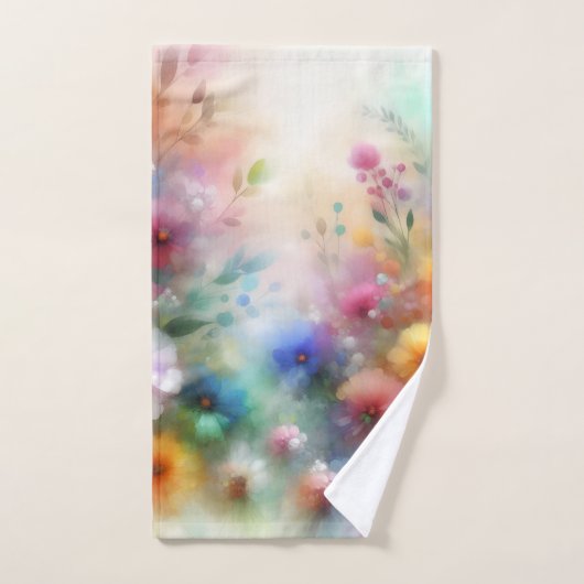 Abstracte Waterverf Bloemen Bad Handdoeken Set (Handdoek)