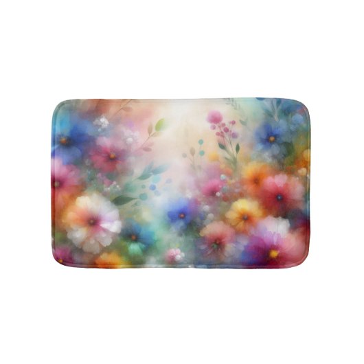 Abstracte Waterverf Bloemen Badmat (Voorkant)