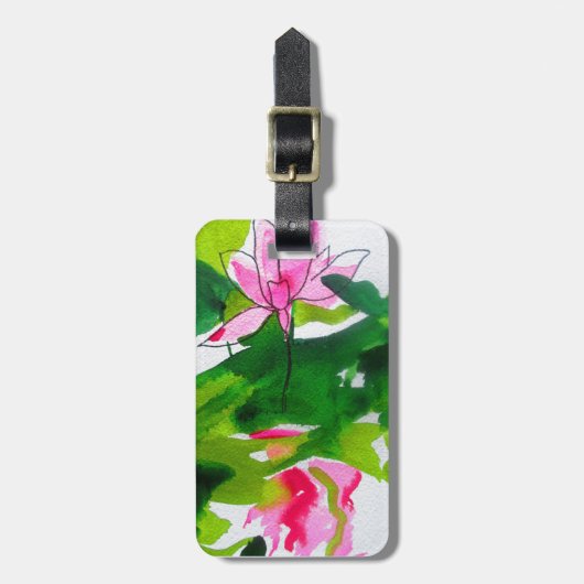 Abstracte waterverf bloemen bagagelabel (Voorkant verticaal)