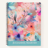 Abstracte Waterverf Bloemen Custom Notitieboek (Voorkant)