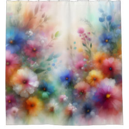 Abstracte Waterverf Bloemen Gordijn