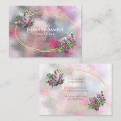 Abstracte Waterverf Bloemen Goud Lijst Chic Modern Visitekaartje (Voorkant / Achterkant)