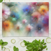 Abstracte Waterverf Bloemen Keukendoek Theedoek (Gevouwen)