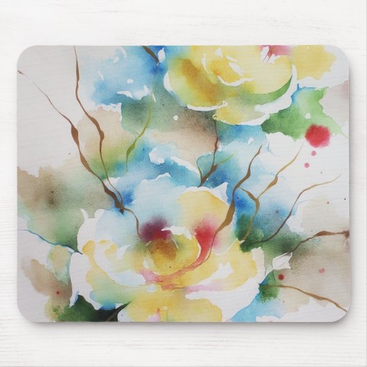 Abstracte waterverf bloemen muismat (Voorkant)