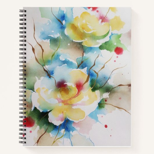 Abstracte waterverf bloemen notitieboek (Voorkant)