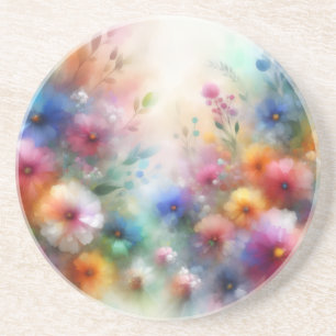 Abstracte Waterverf Bloemen Onderzetter