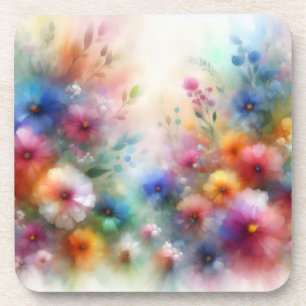 Abstracte Waterverf Bloemen Onderzetter