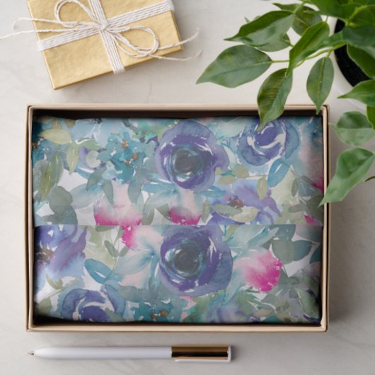 Abstracte Waterverf bloemen ontkoppeling Tissuepapier (Geschenk)