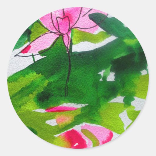 Abstracte waterverf bloemen ronde sticker (Voorkant)