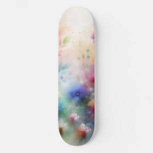 Abstracte Waterverf Bloemen Skateboard