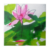 Abstracte waterverf bloemen tegeltje (Voorkant)