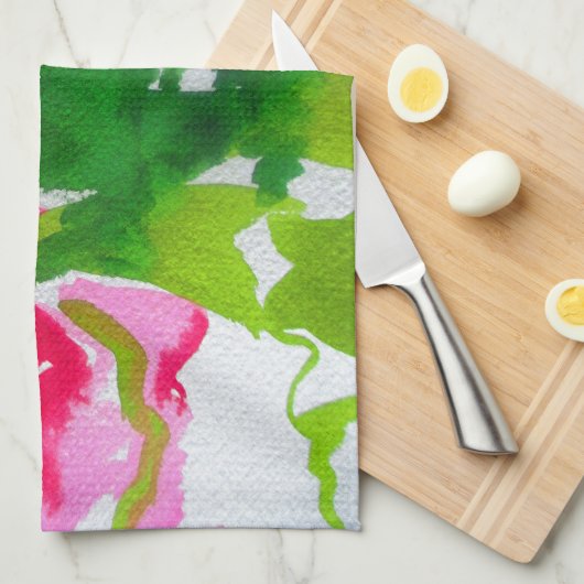 Abstracte waterverf bloemen theedoek (Quarter Fold)