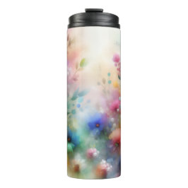 Abstracte Waterverf Bloemen Thermokop Thermosbeker