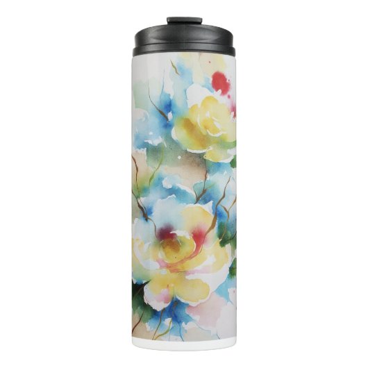 Abstracte waterverf bloemen thermosbeker (Voorkant)