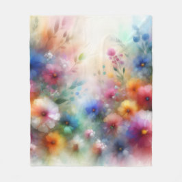 Abstracte Waterverf Bloemenprint Fleece Deken