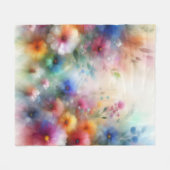 Abstracte Waterverf Bloemenprint Fleece Deken (Voorkant (Horizontaal))
