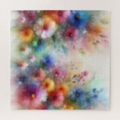 Abstracte Waterverf Bloemenprint Legpuzzel (Horizontaal)
