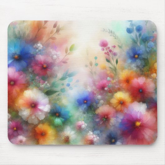 Abstracte Waterverf Bloemenprint Muismat (Voorkant)