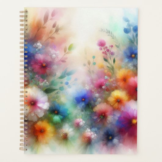 Abstracte Waterverf Bloemenprint Planner (Voorkant)