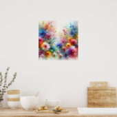 Abstracte Waterverf Bloemenprint Poster (Keuken)