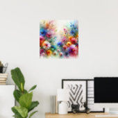 Abstracte Waterverf Bloemenprint Poster (Thuiskantoor)
