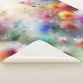 Abstracte Waterverf Bloemenprint Sherpa Deken (3/4)
