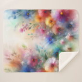 Abstracte Waterverf Bloemenprint Sherpa Deken (Voorkant (horizontaal))