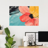 Abstracte waterverf bloemenschilderij poster (Thuiskantoor)