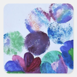 Abstracte Waterverf Bloemensticker Vierkante Sticker