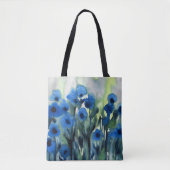 abstracte Waterverf "Blue Field of Flowers" Tote Bag (Voorkant)