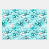 Abstracte Waterverf Blue Flowers Inpakpapier Vel (Voorkant 3)