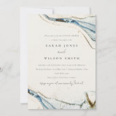 Abstracte Waterverf Blue Gold Beach Couples Kaart (Voorkant)