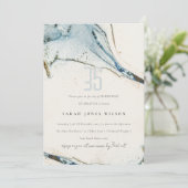 Abstracte Waterverf Blue Gold Beachy Birthday Kaart (Staand voorkant)