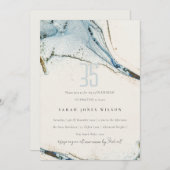 Abstracte Waterverf Blue Gold Beachy Birthday Kaart (Voorkant / Achterkant)