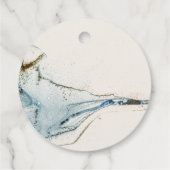 Abstracte Waterverf Blue Gold Beachy Wedding Bedankjes Labels (Achterkant)