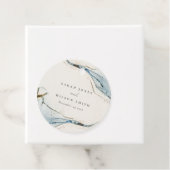 Abstracte Waterverf Blue Gold Beachy Wedding Bedankjes Labels (In situ)