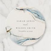 Abstracte Waterverf Blue Gold Beachy Wedding Bedankjes Labels (Voorkant)