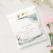 Abstracte Waterverf Blue Gold Beachy Wedding Bedankzakje (Gezegeld)