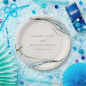 Abstracte Waterverf Blue Gold Beachy Wedding Papieren Bordje (Feest)