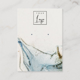 Abstracte Waterverf Blue Gold Logo Houder Visitekaartje