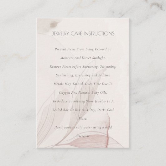 Abstracte Waterverf Blush juwelen zorg Visitekaartje (Voorkant)