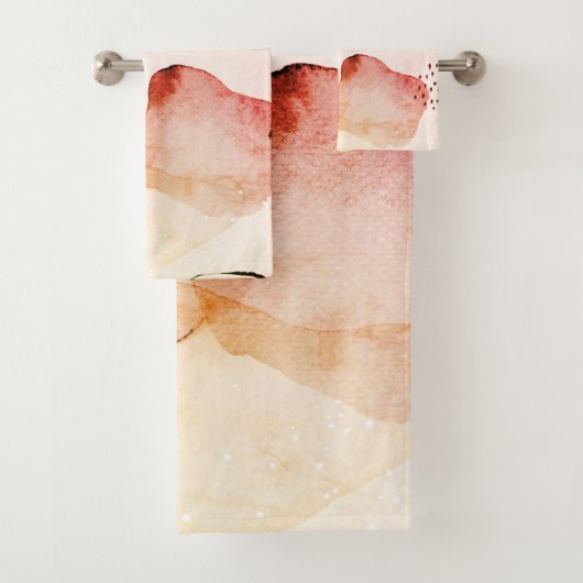 Abstracte Waterverf Boho Terracotta Red Bad Handdoek (Insitu)