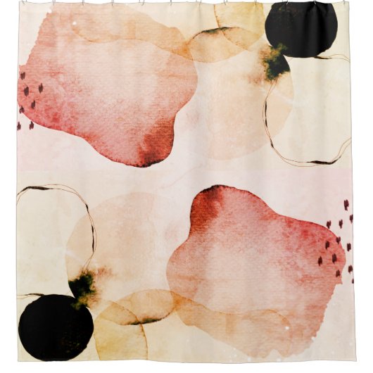 Abstracte Waterverf Boho Terracotta Roos Douchegordijn (Voorkant)