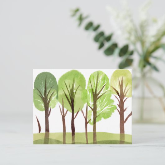 Abstracte Waterverf Bomen en boomtakken Briefkaart (Staand voorkant)