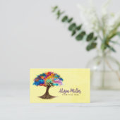 Abstracte Waterverf Boom met Kleurrijk Bladerwerk Visitekaartje (Staand voorkant)